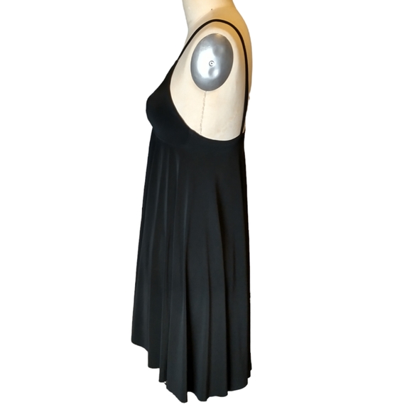 Norma Kamali Kamalikulture Black V Neck Poly Spandex Mini Dress Size Small - Picture 2 of 6